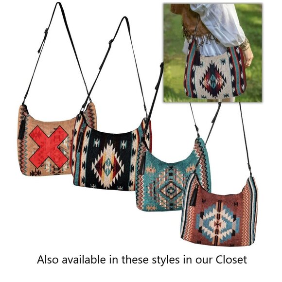 Gypsy Crossbody Bag - Southwest Style - Ethnic Inspired Design - Soft Cotton - Picture 7 of 8